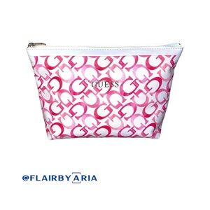Guess RARE Karlin Makeup Travel Bag - Watermelon Pink / Monogram Pattern - NWOT